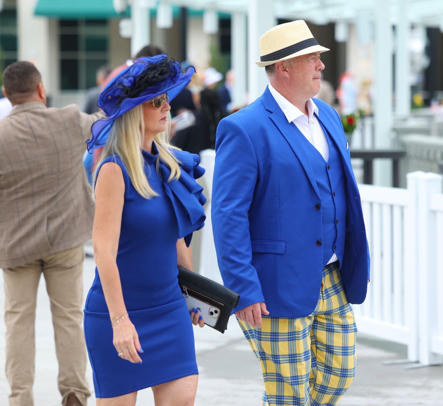 People in blue walk at Churchill Paddock Terrace.JPG